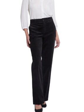 NYDJ Velvet Straight Leg Trouser Pants Black Velveteen Career Plus Size 18